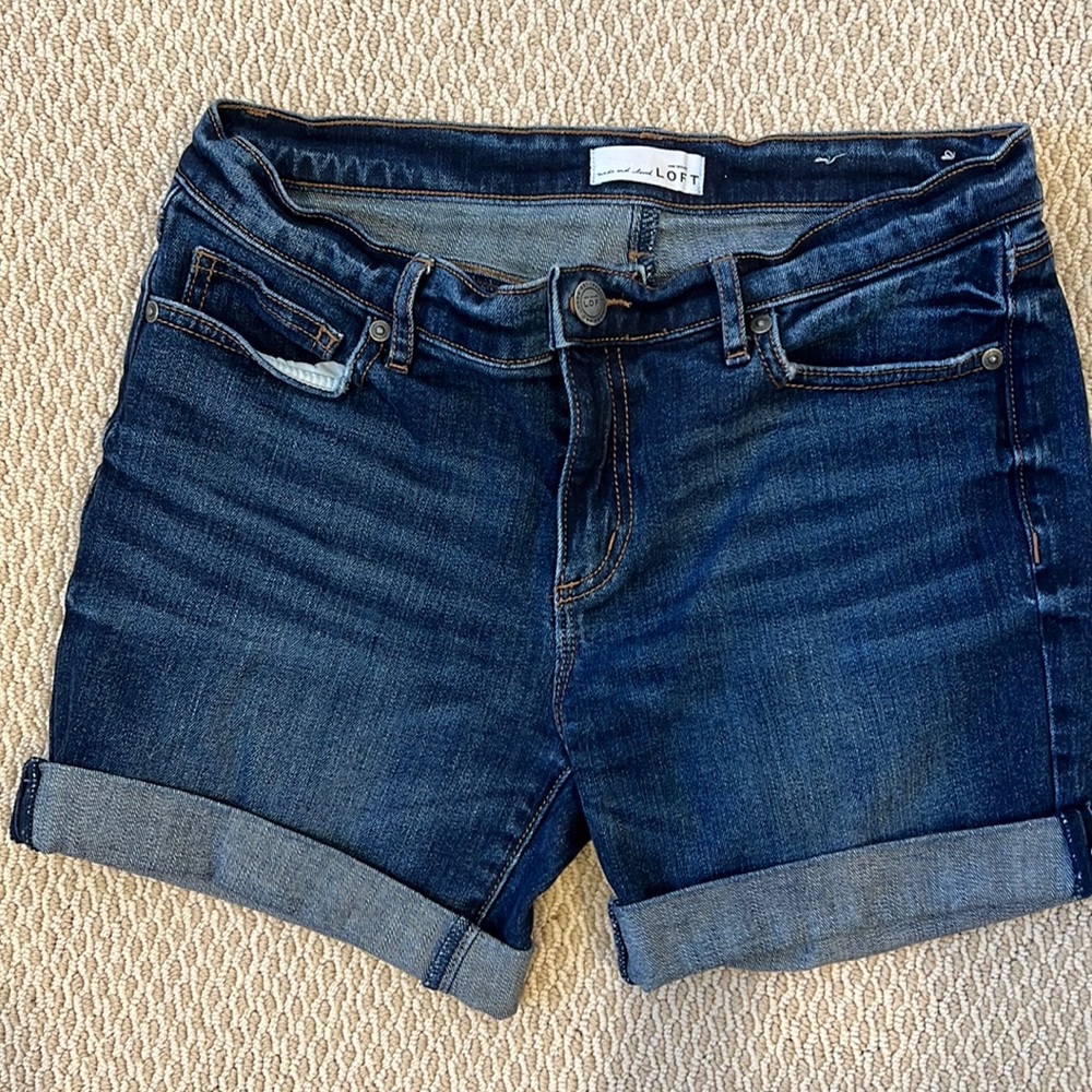 Cuffed denim shorts.